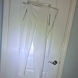 White Slim Alexa Pants with Zip Pockets